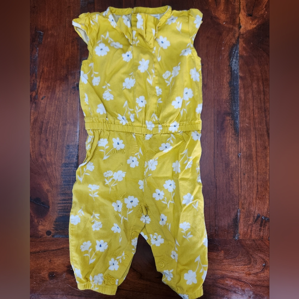 Carter's Yellow Flower Fluttee Sleeve Jumpsuit